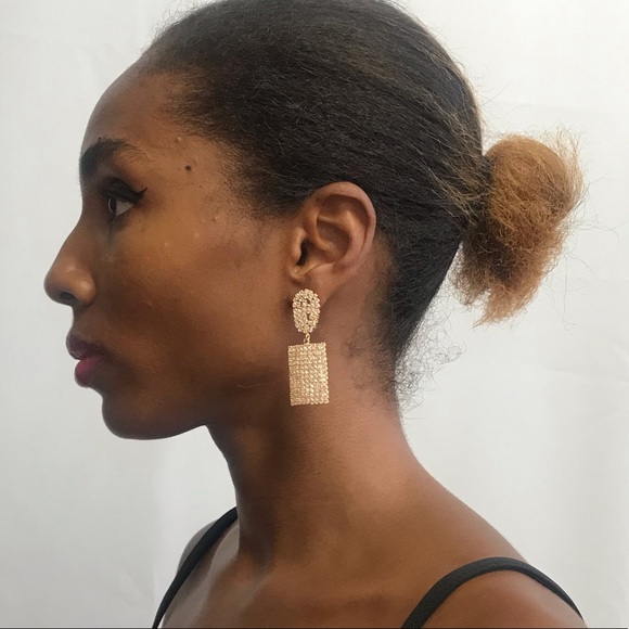 Sparkly Cubic Zirconia Rectangular Drop Earrings - Picture 9 of 15